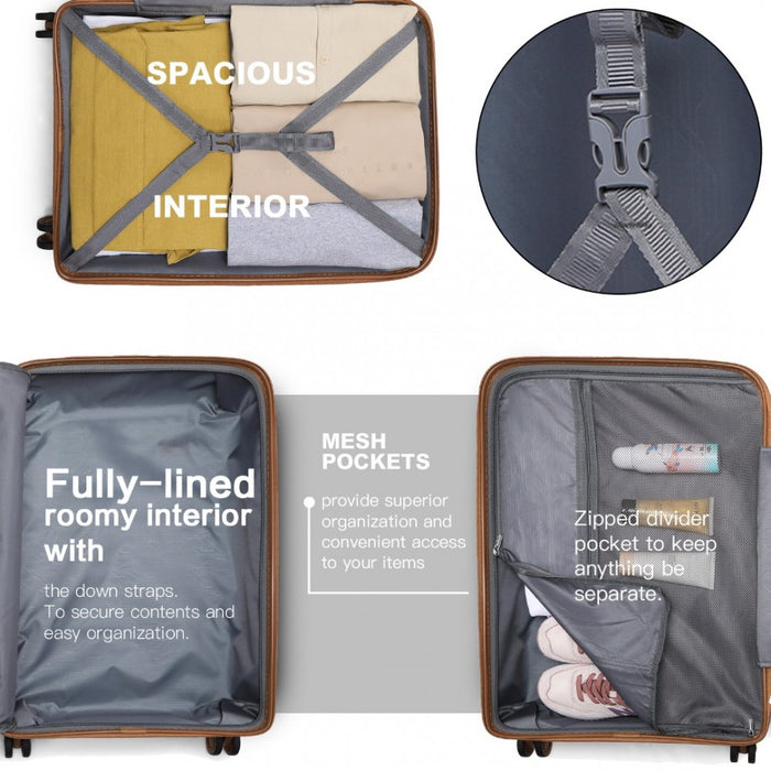 K2092L - Kono 24 Inch Bright Hard Shell PP Suitcase - Classic Collection - Blue And Brown