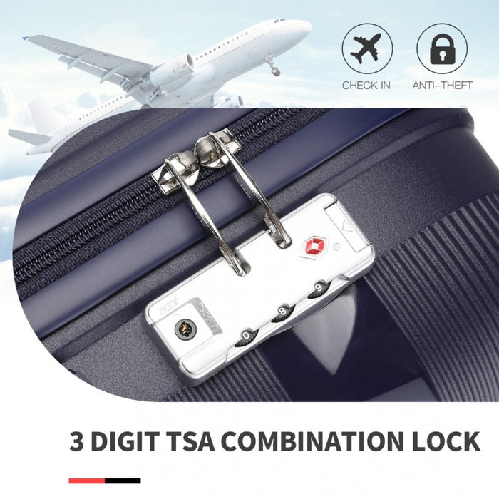K2092L - Kono Bright Hard Shell PP Suitcase With TSA Lock And Vanity Case 4 Pieces Set - Classic Collection - Navy