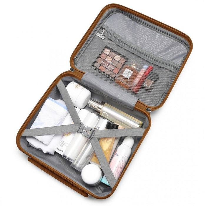 K2092L - Kono 14 Inch Bright Hard Shell PP Vanity Case - Cream