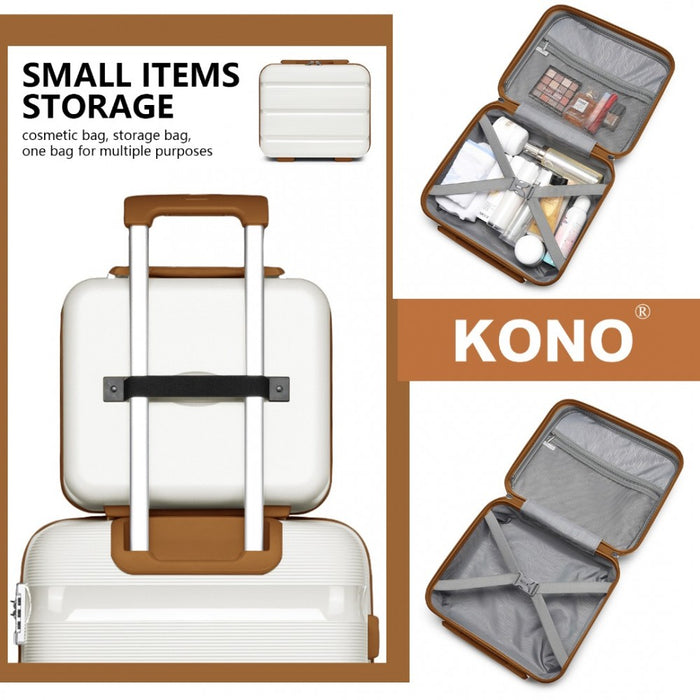 K2092L - Kono 14 Inch Bright Hard Shell PP Vanity Case - Cream