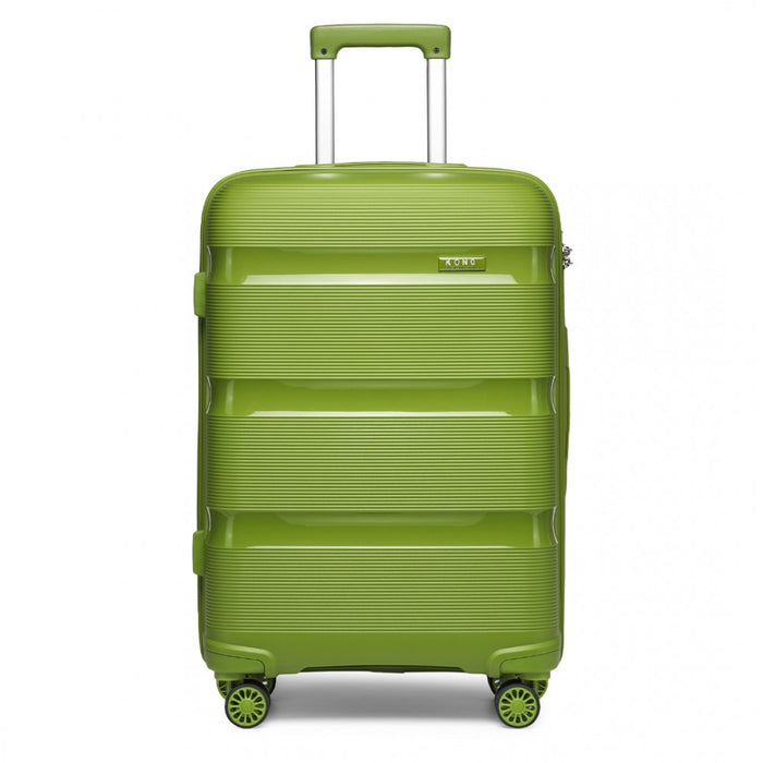 K2092L - Kono 20 Inch Bright Hard Shell PP Carry-On Suitcase In Cabin Size - Green