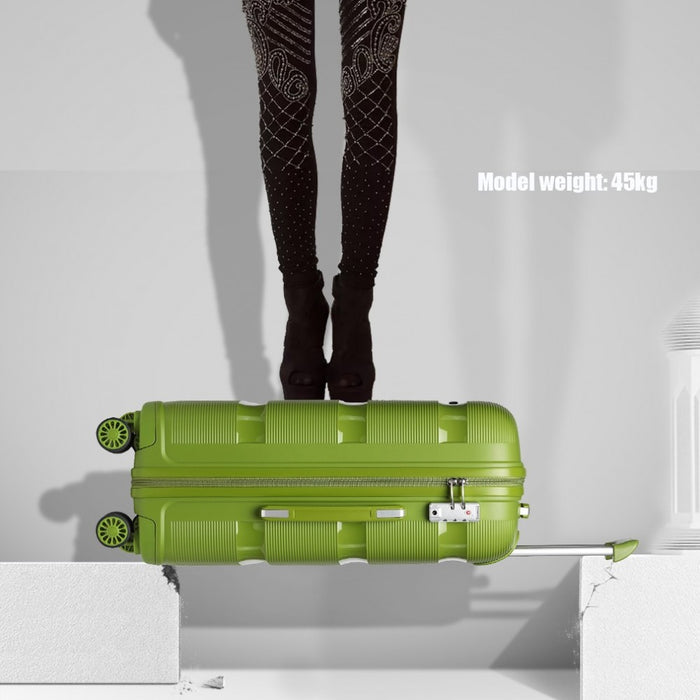 K2092L - Kono 20 Inch Bright Hard Shell PP Carry-On Suitcase In Cabin Size - Green
