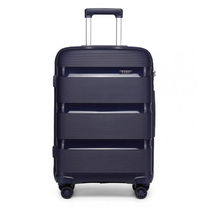 K2092L - Kono 20 Inch Bright Hard Shell PP Carry-On Suitcase In Cabin Size - Navy