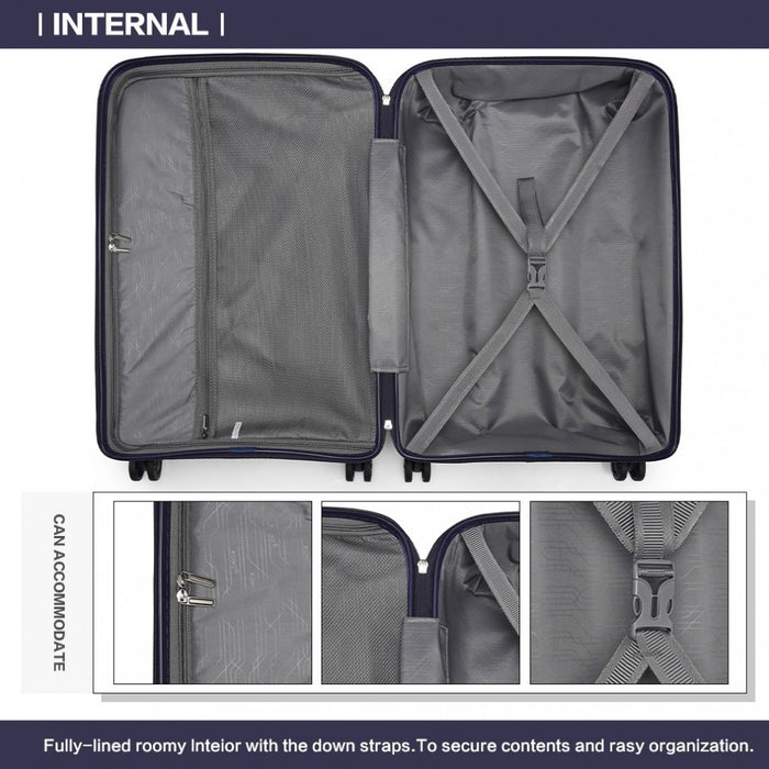 K2092L - Kono 24 Inch Bright Hard Shell PP Suitcase - Classic Collection - Navy