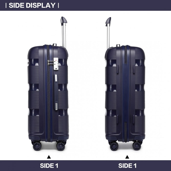 K2092L - Kono 20 Inch Bright Hard Shell PP Carry-On Suitcase In Cabin Size - Navy