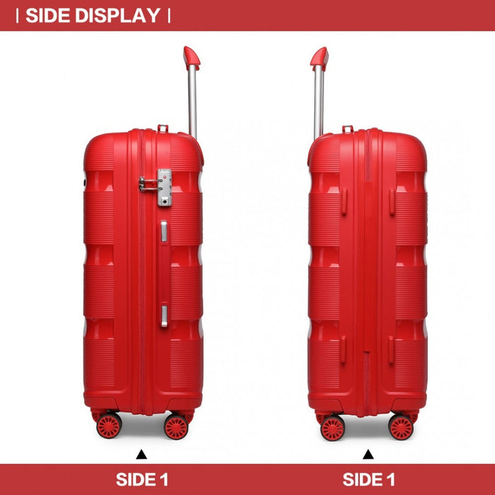 K2092L - Kono 24 Inch Bright Hard Shell PP Suitcase - Classic Collection - Red
