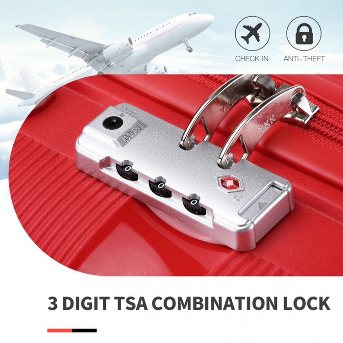 K2092L - Kono 28 Inch Bright Hard Shell PP Suitcase - Classic Collection - Red