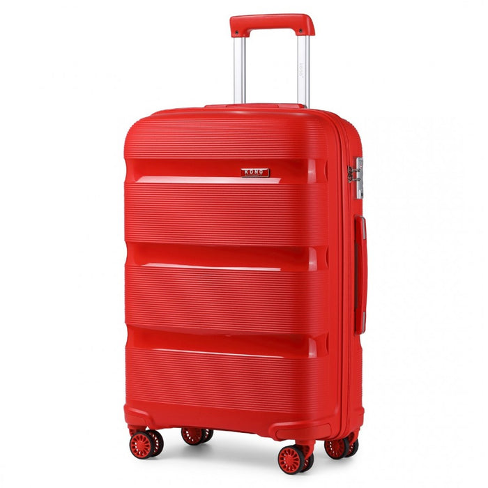 K2092L - Kono 28 Inch Bright Hard Shell PP Suitcase - Classic Collection - Red