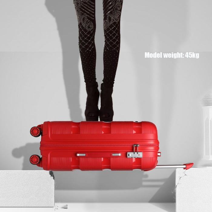 K2092L - Kono 28 Inch Bright Hard Shell PP Suitcase - Classic Collection - Red