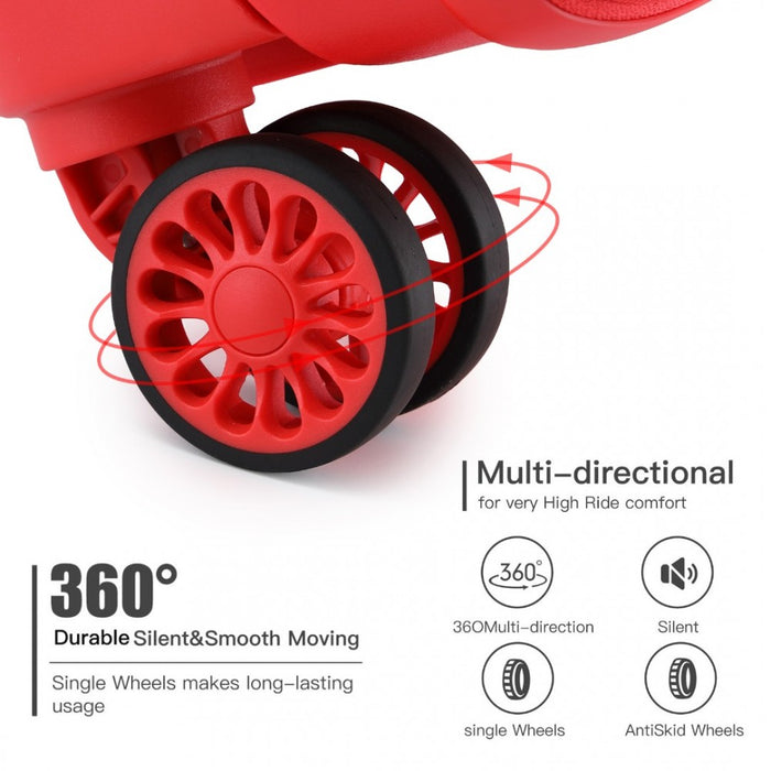 K2092L - Kono 28 Inch Bright Hard Shell PP Suitcase - Classic Collection - Red