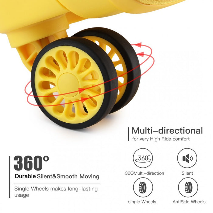 K2092L - Kono 24 Inch Bright Hard Shell PP Suitcase - Classic Collection - Yellow