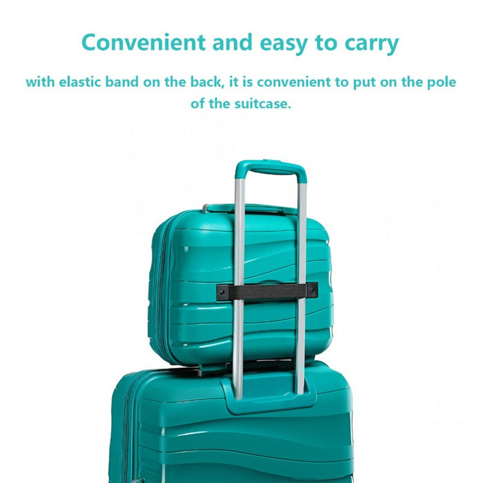 K2094L - Kono 14 Inch Lightweight Polypropylene Hard Shell Vanity Case - Teal