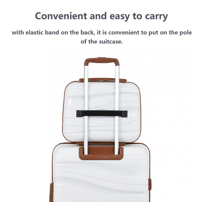 K2094L - Kono 14 Inch Lightweight Polypropylene Hard Shell Vanity Case - Cream