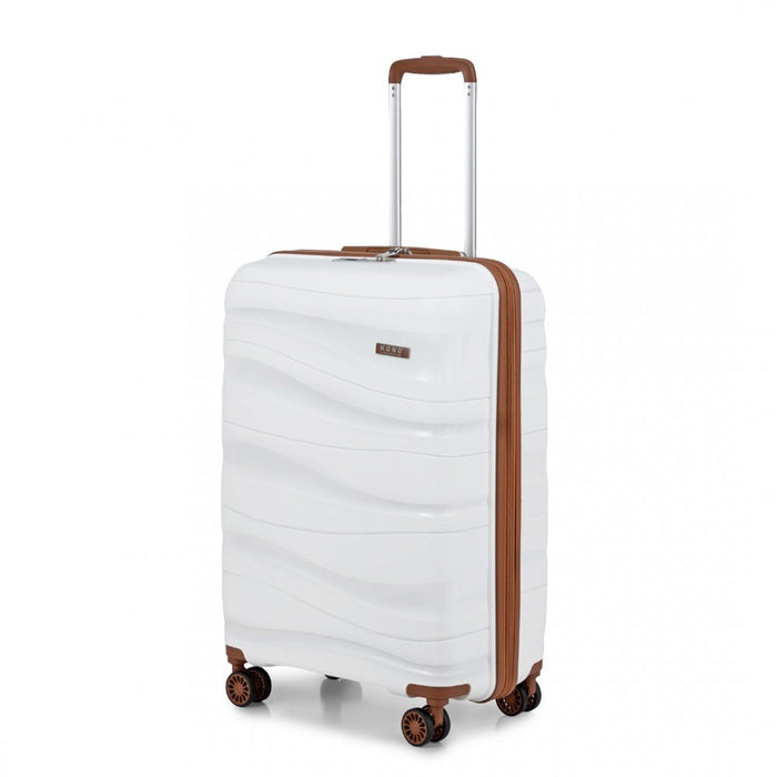 K2094L - Kono 20 Inch Lightweight Polypropylene Hard Shell Suitcase With TSA Lock - Cream