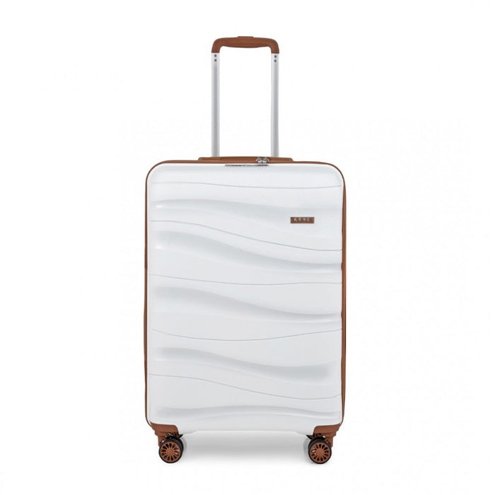 K2094L - Kono 20 Inch Lightweight Polypropylene Hard Shell Suitcase With TSA Lock - Cream