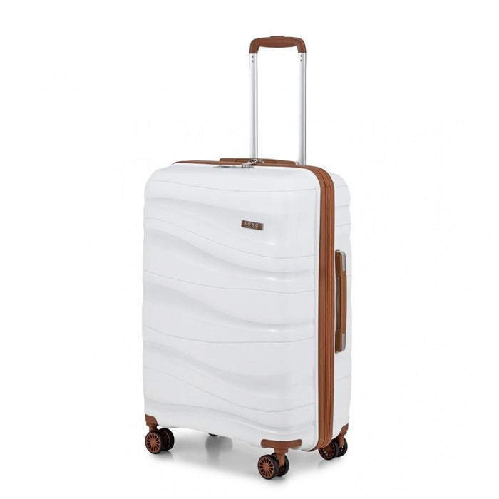 K2094L - Kono 24 Inch Lightweight Polypropylene Hard Shell Suitcase With TSA Lock - Cream