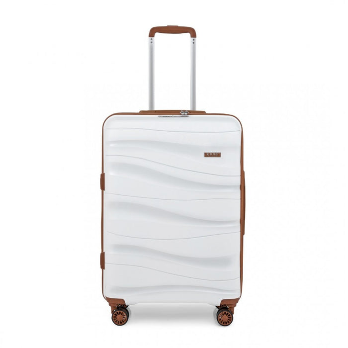 K2094L - Kono 24 Inch Lightweight Polypropylene Hard Shell Suitcase With TSA Lock - Cream