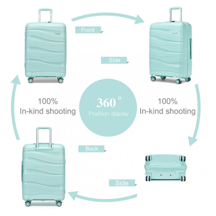 K2094L - Kono 28 Inch Lightweight Polypropylene Hard Shell Suitcase With TSA Lock - Mint Green