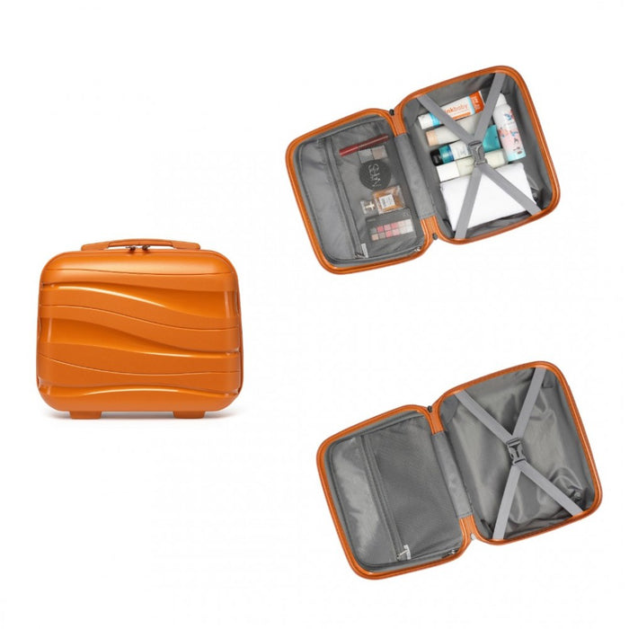 K2094L - Kono Lightweight Polypropylene Hard Shell 4 Piece Suitcase Set With TSA Lock And Vanity Case - Orange