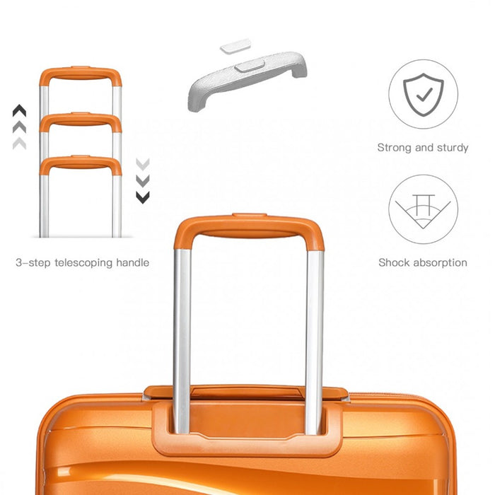 K2094L - Kono 14/20 Inch Lightweight Polypropylene Hard Shell 2 Piece Suitcase Set With TSA Lock And Vanity Case - Orange
