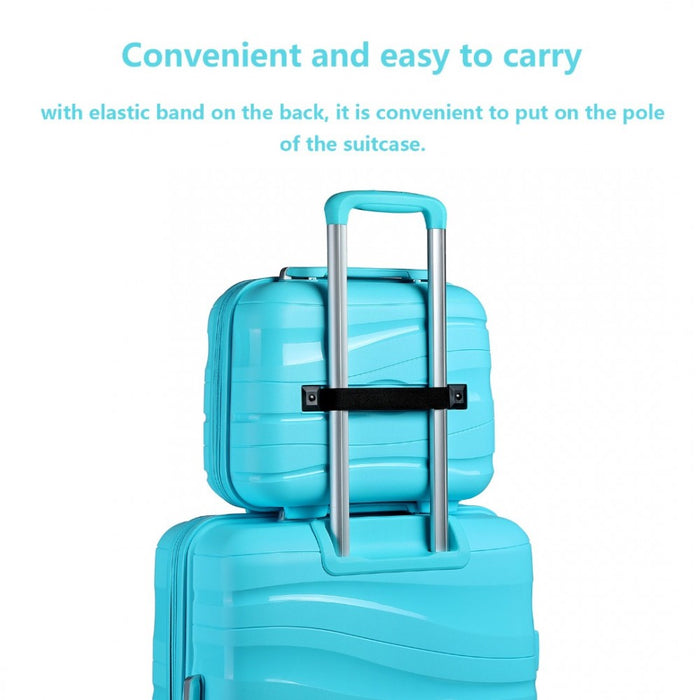 K2094L - Kono 14 Inch Lightweight Polypropylene Hard Shell Vanity Case - Blue
