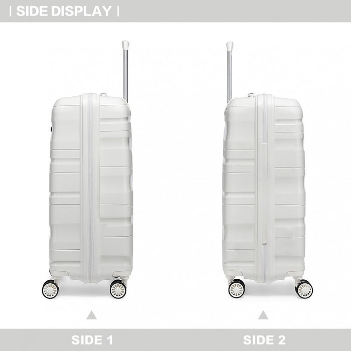 K2094L - Kono 20 Inch Lightweight Polypropylene Hard Shell Suitcase With TSA Lock - Cream White