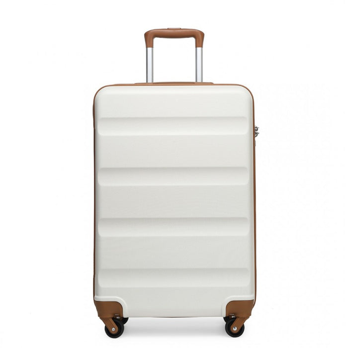 K2191L - Kono 19 Inch Cabin Size Carry On Suitcase - Streamlined Lightweight ABS Hardshell with Secure TSA Lock - Cream