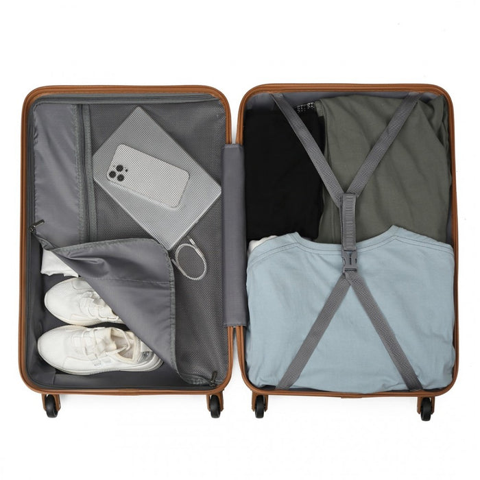 K2191L - Kono 19 Inch Cabin Size Carry On Suitcase - Streamlined Lightweight ABS Hardshell with Secure TSA Lock - Cream