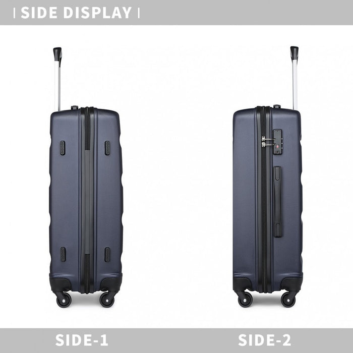 K2191L - Kono 24 Inch Check in Luggage - Streamlined ABS Hardshell Suitcase with Secure TSA Lock - Navy