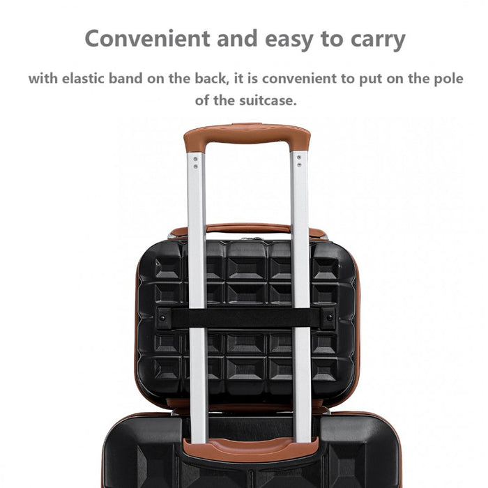 K2292L - Kono 13 Inch Lightweight Hard Shell ABS Vanity Case - Black And Brown