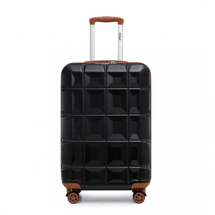 K2292L - Kono 20 Inch Lightweight Hard Shell ABS Luggage Cabin Suitcase With TSA Lock - Black And Brown