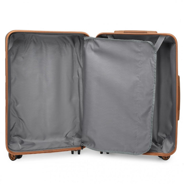 K2292L - Kono Lightweight Hard Shell ABS Suitcase With TSA Lock And Vanity Case 4 Piece Set - Grey