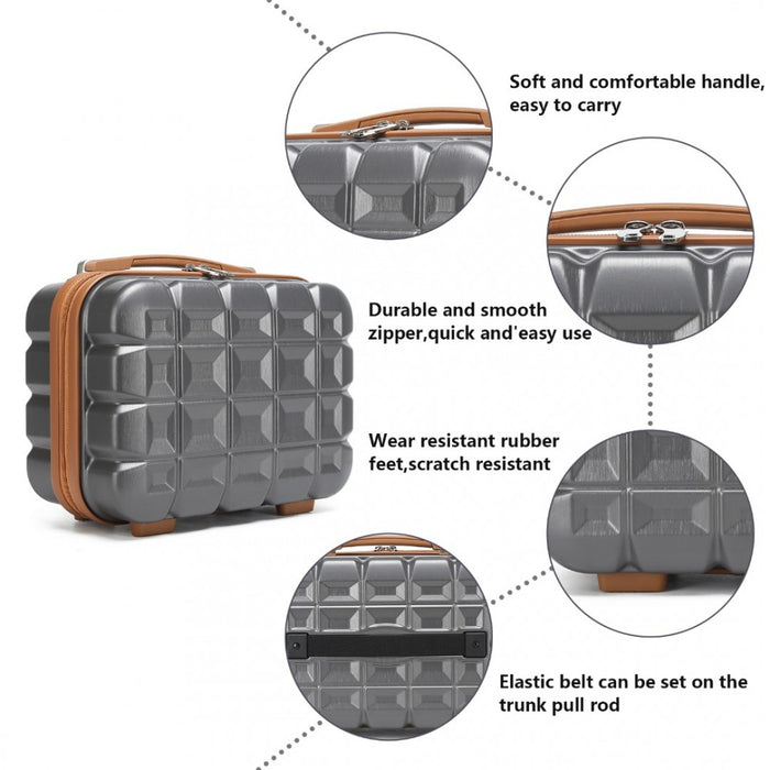 K2292L - Kono 13 Inch Lightweight Hard Shell ABS Vanity Case - Grey
