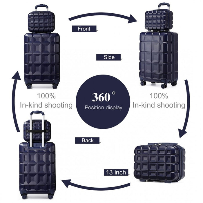 K2292L - Kono 13/20 Inch Lightweight Hard Shell ABS Cabin Suitcase With TSA Lock And Vanity Case - Navy