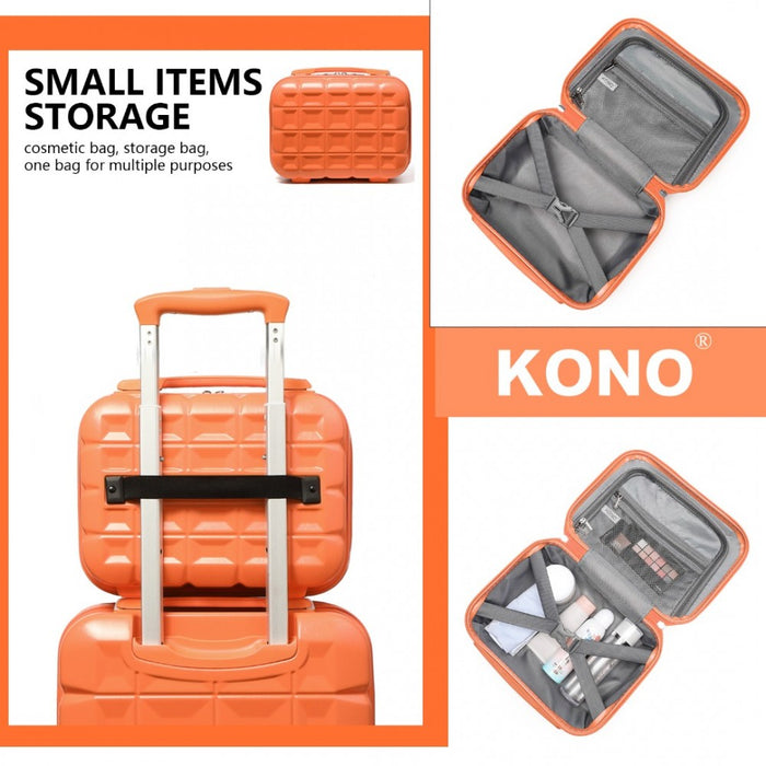 K2292L - Kono 13/20 Inch Lightweight Hard Shell ABS Cabin Suitcase With TSA Lock And Vanity Case - Orange