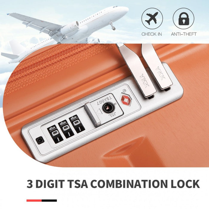 K2292L - Kono 24 Inch Lightweight Hard Shell ABS Suitcase With TSA Lock - Orange