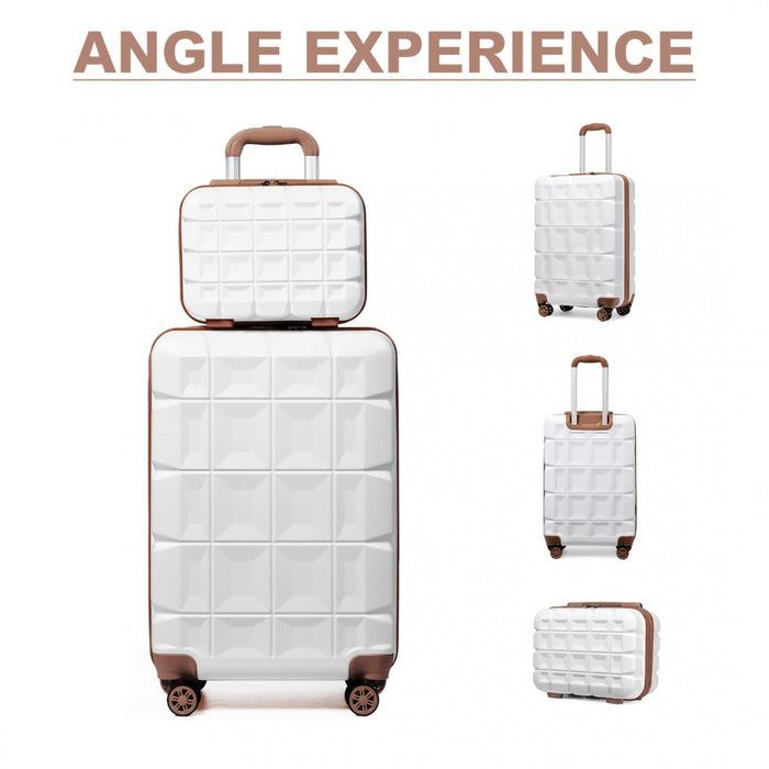 K2292L - Kono 13/20 Inch Lightweight Hard Shell ABS Cabin Suitcase With TSA Lock And Vanity Case - White