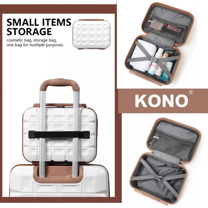 K2292L - Kono 13/20 Inch Lightweight Hard Shell ABS Cabin Suitcase With TSA Lock And Vanity Case - White