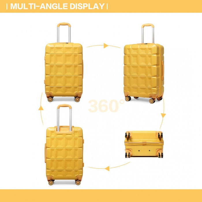 K2292L - Kono 24 Inch Lightweight Hard Shell ABS Suitcase With TSA Lock - Yellow