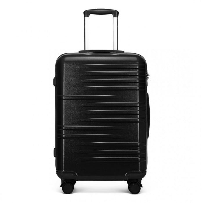 K2391L - British Traveller 24 Inch Durable Polycarbonate and ABS Hard Shell Suitcase With TSA Lock - Black