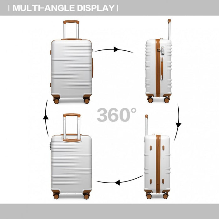 K2391L - British Traveller 28 Inch Durable Polycarbonate and ABS Hard Shell Suitcase With TSA Lock - White