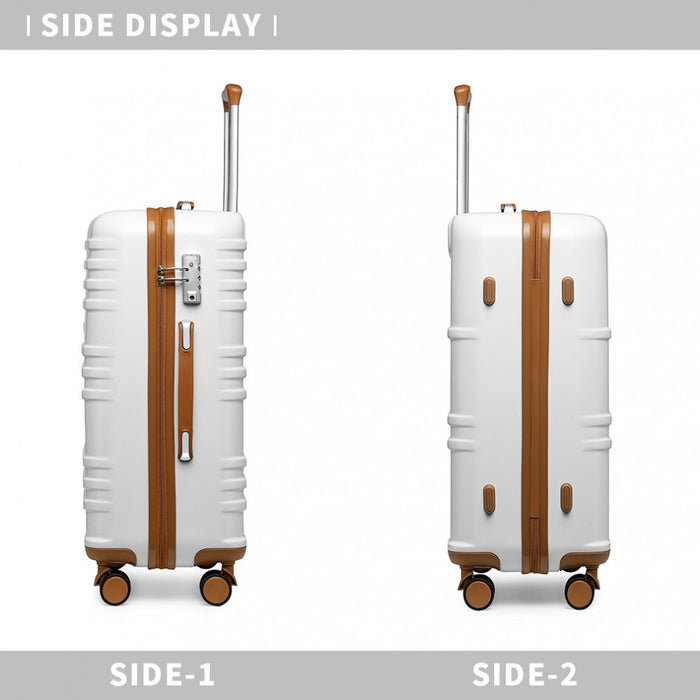 K2391L - British Traveller 28 Inch Durable Polycarbonate and ABS Hard Shell Suitcase With TSA Lock - White