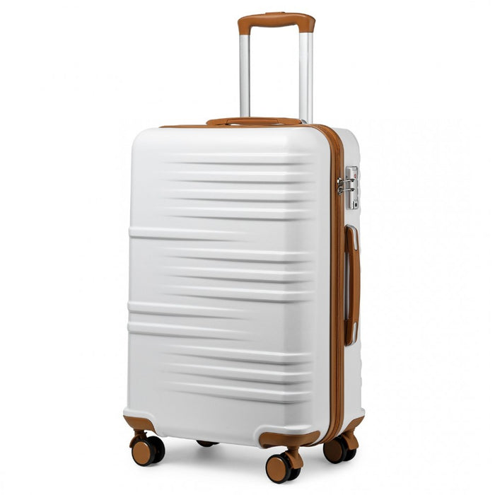 K2391L - British Traveller 28 Inch Durable Polycarbonate and ABS Hard Shell Suitcase With TSA Lock - White