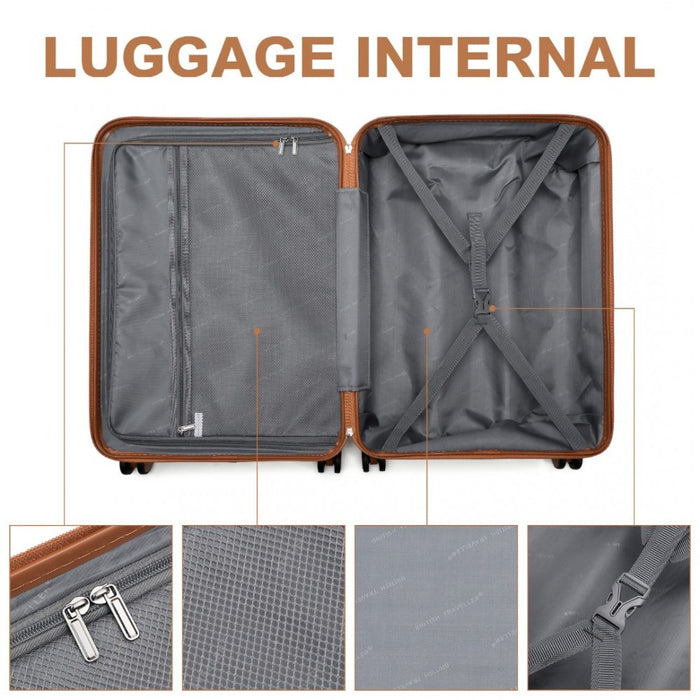 K2391L - British Traveller 28 Inch Durable Polycarbonate and ABS Hard Shell Suitcase With TSA Lock - White