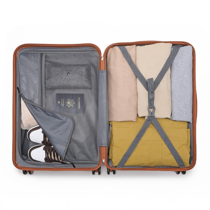 K2391L - British Traveller 28 Inch Durable Polycarbonate and ABS Hard Shell Suitcase With TSA Lock - White