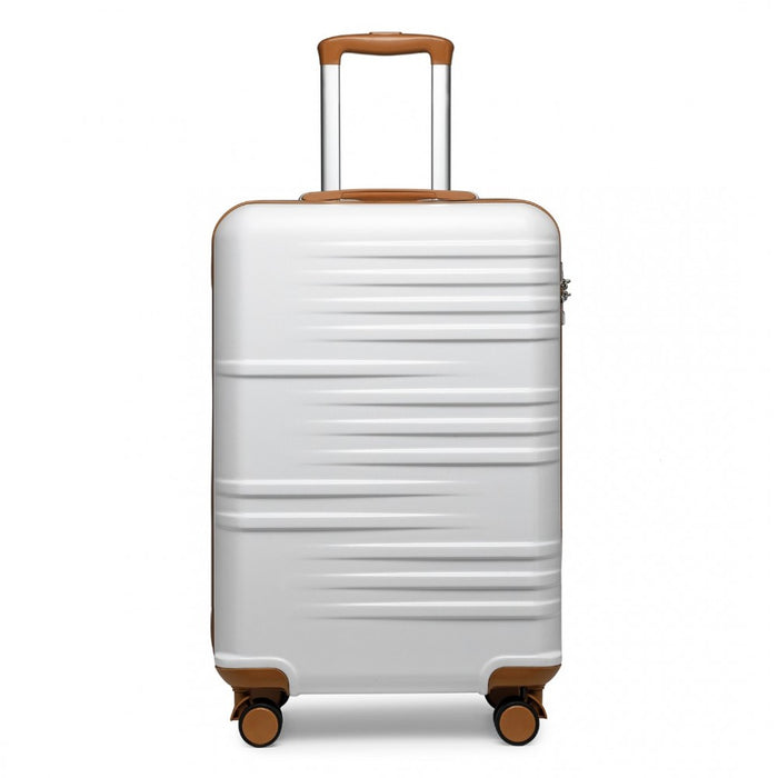 K2391L - British Traveller 20 Inch Durable Polycarbonate and ABS Hard Shell Suitcase With TSA Lock - White