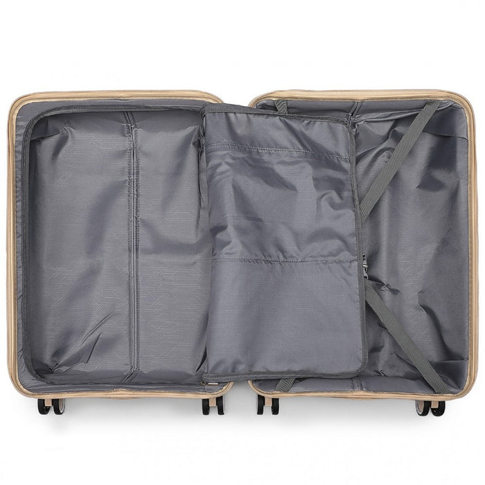 K2392L - British Traveller 24 Inch Multi-Texture Polypropylene Hard Shell Suitcase With TSA Lock - Brown And Apricot