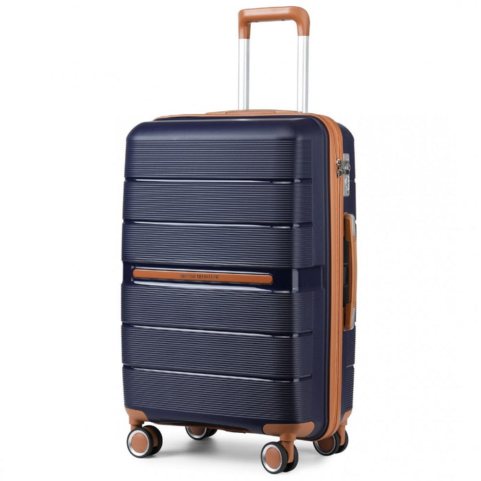 K2392L - British Traveller 28 Inch Multi-Texture Polypropylene Hard Shell Suitcase With TSA Lock - Navy