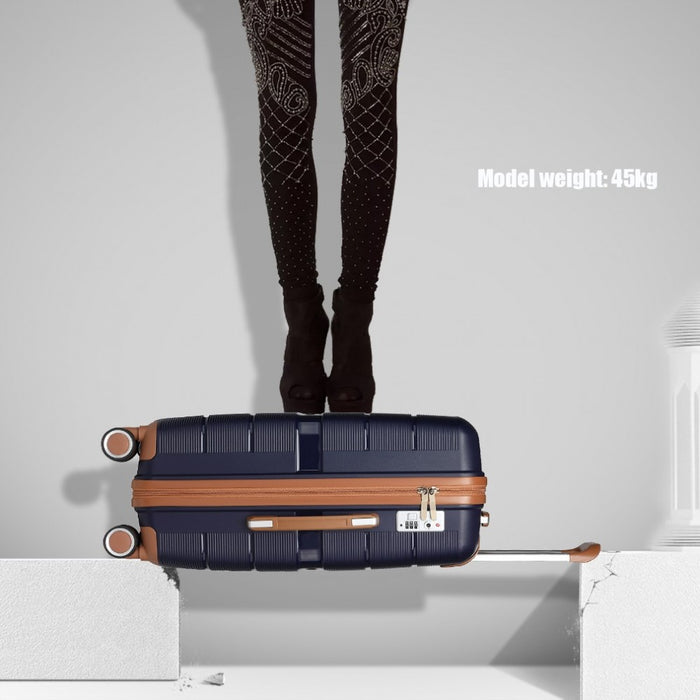 K2392L - British Traveller 28 Inch Multi-Texture Polypropylene Hard Shell Suitcase With TSA Lock - Navy