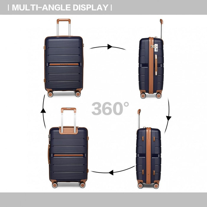 K2392L - British Traveller 28 Inch Multi-Texture Polypropylene Hard Shell Suitcase With TSA Lock - Navy